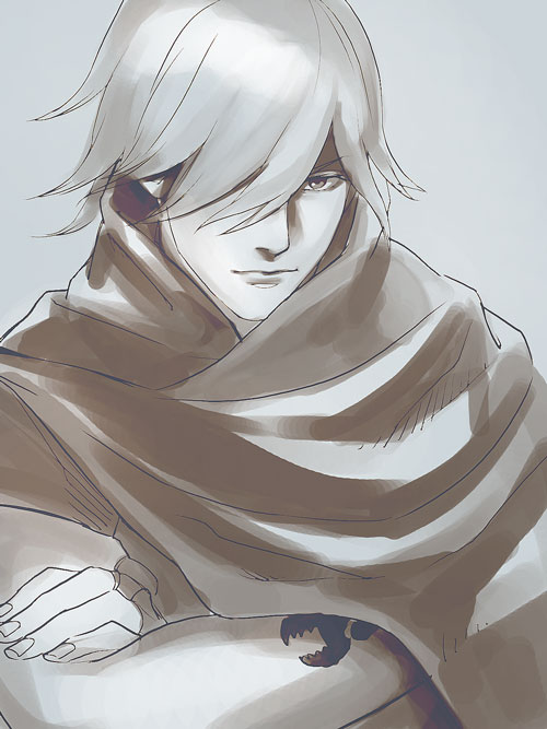 cloak, digital_devil_saga, hair_over_one_eye, heat, heat_(dds), magatsumagic, male, muted_color