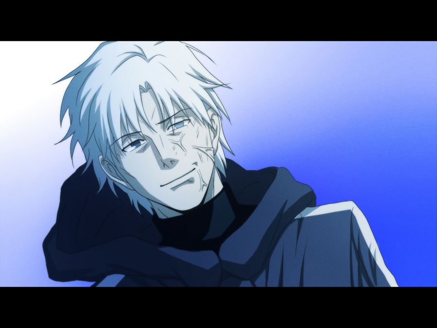 fate/zero, fate_(series), heterochromia, hoodie, kito0889, letterboxed, matou_kariya, scar