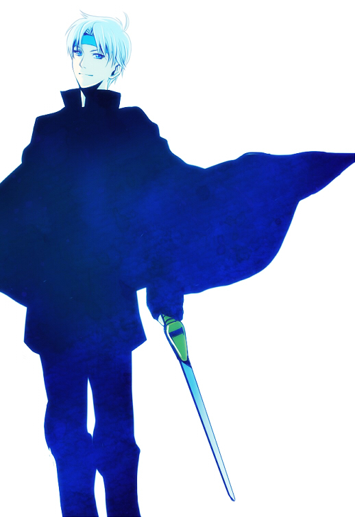 blue, cape, headband, kito0889, madou_monogatari, male, monochrome, puyopuyo