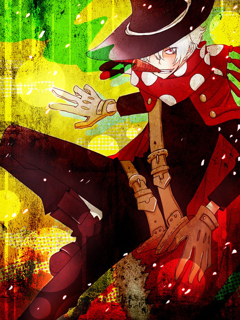bad_id, belt, cape, carrot, fumio_(murashigure), gloves, grin, male