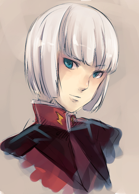 aqua_eyes, bob_cut, bust, face, gundam, gundam_seed, male, military