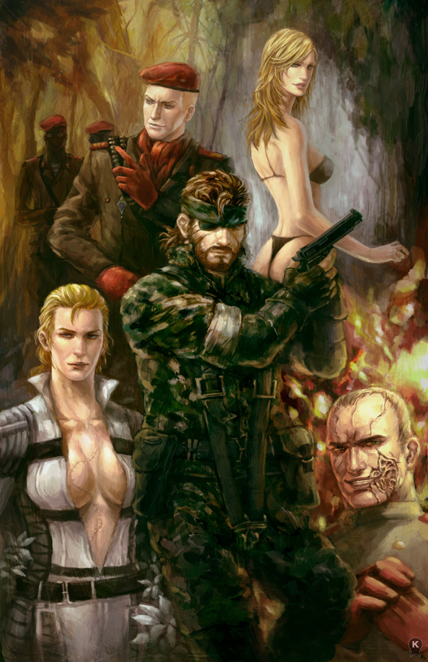 4boys, bandana, bandanna, beard, beret, big_boss, bikini, blonde_hair