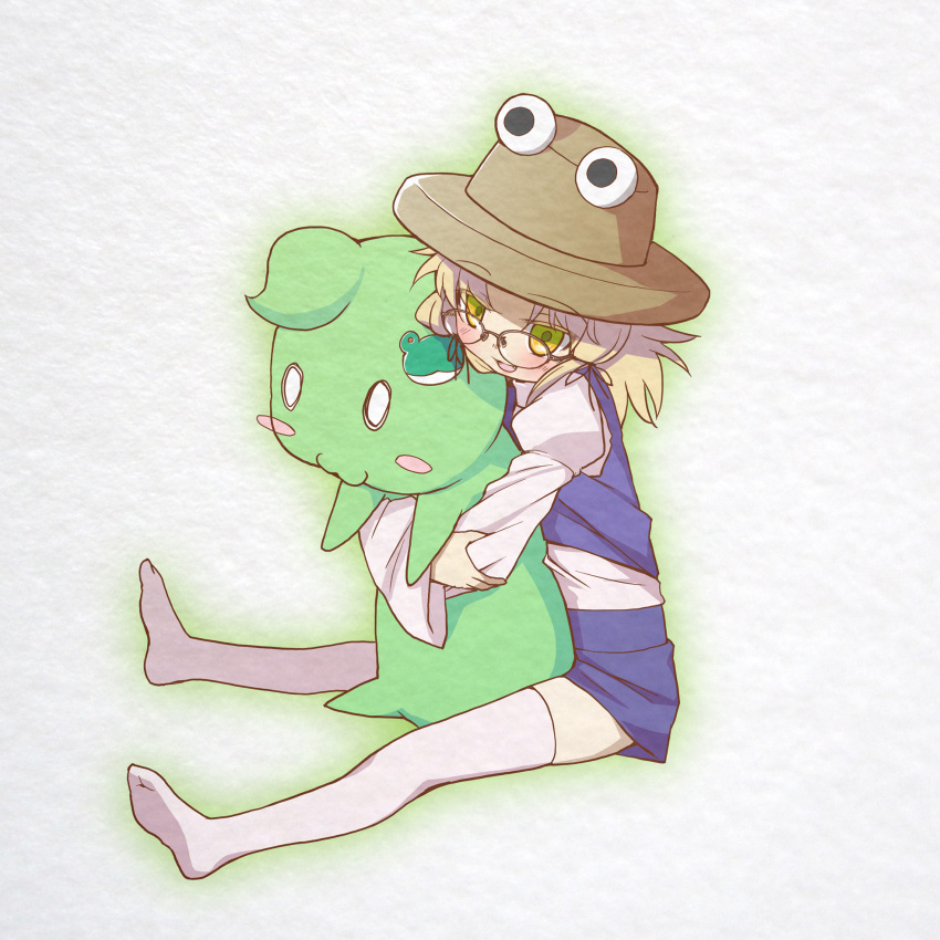 ahiruaoba, bespectacled, blonde_hair, blush, blush_stickers, eyes, frog_hair_ornament, glasses