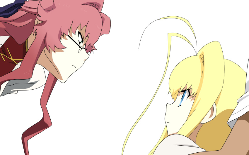 bianca_alexandra_lou, blonde_hair, blue_eyes, dragon_crisis!, long_hair, red_eyes, redhead, rose_(dragon_crisis!), transparent, vector, watermark