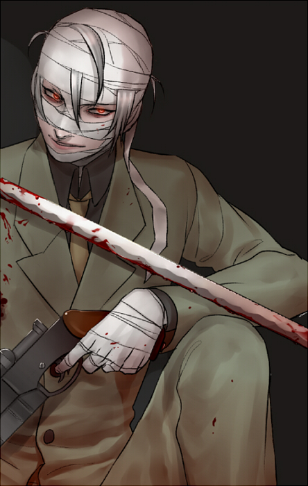 androgynous, bandage, bandages, blood, devil_may_cry, devil_may_cry_(series), formal, gilver