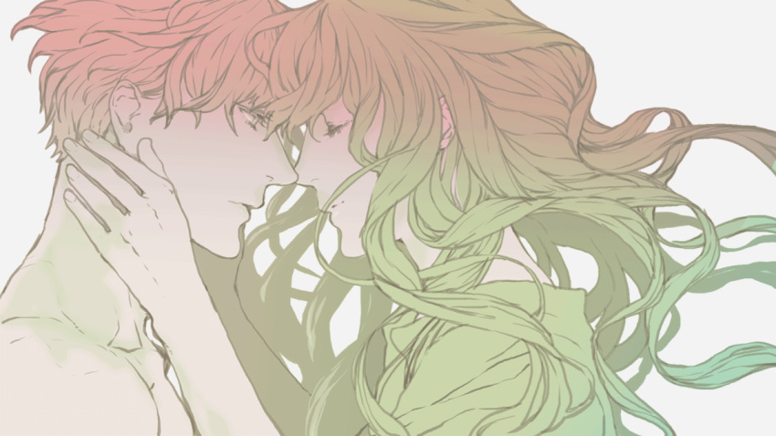 1boy, artist_request, closed_eyes, collarbone, enkidu_(fate/strange_fake), eyes_closed, fate/stay_night, fate/strange_fake