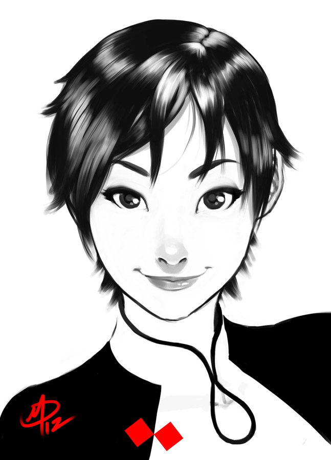 lips, monochrome, nagase_reiko, namco, portrait, ridge_racer, smile