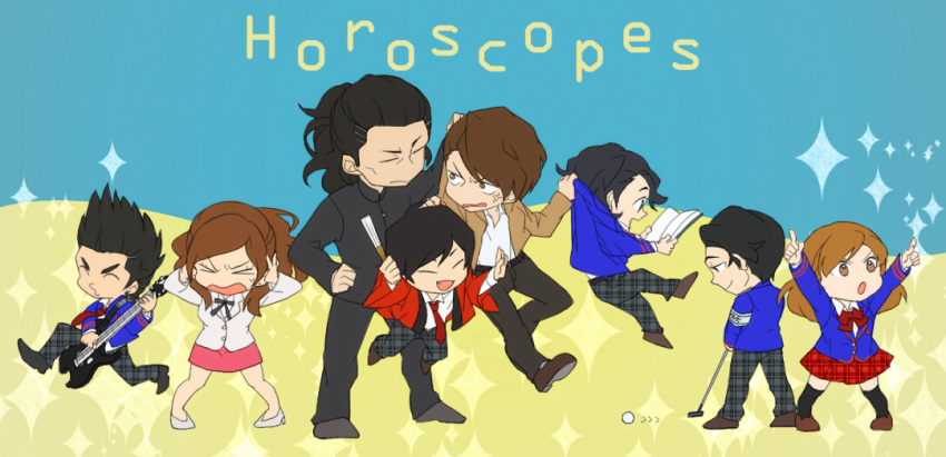 >_<, 6+girls, =_=, ^_^, angry, armband, arms_up, azkn