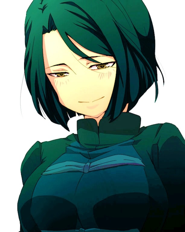 1nagaosa, bob_cut, fate/zero, fate_(series), green_hair, hisau_maiya, short_hair, simple_background