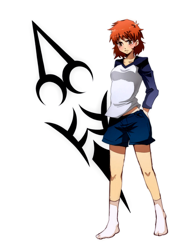 1nagaosa, blush, command_spell, emiya_shirou, fate/stay_night, fate_(series), genderswap, no_shoes