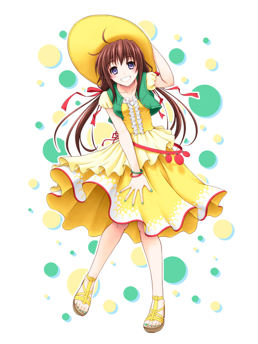 brown_hair, c.c._lemon, c.c._lemon_(character), dress, hair_ribbon, hat, highres, horiguchi_hiroshi