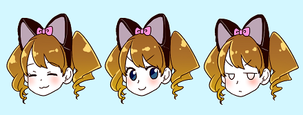 :3, animal_ears, blue_eyes, blush, brown_hair, cat_ears, expressions, flat_gaze