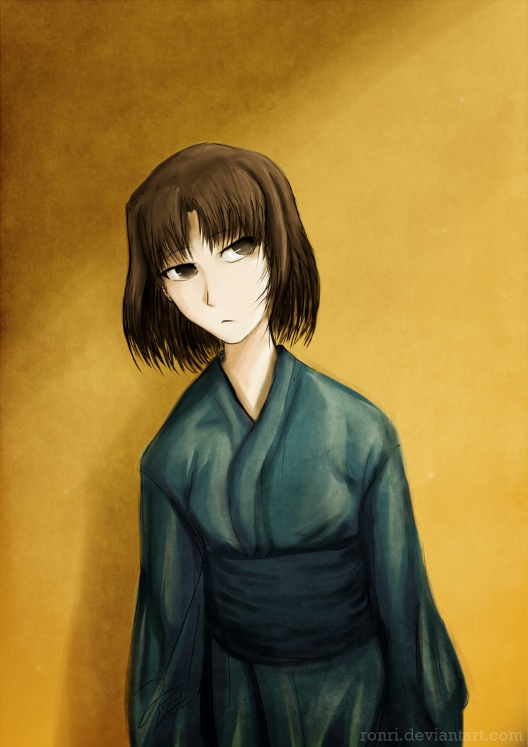black_hair, japanese_clothes, kara_no_kyoukai, kimono, ronri, ryougi_shiki, short_hair, solo