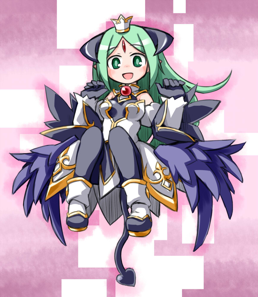 alfine, blush, demon_tail, horns, kugelschreiber, long_hair, looking_at_viewer, open_mouth