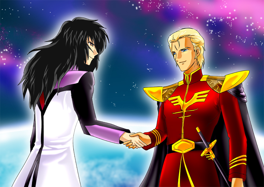 gilbert_durandal, gundam, gundam_seed, gundam_seed_destiny, handshake, ikeda_shuuichi, seiyuu_connection, seiyuu_joke