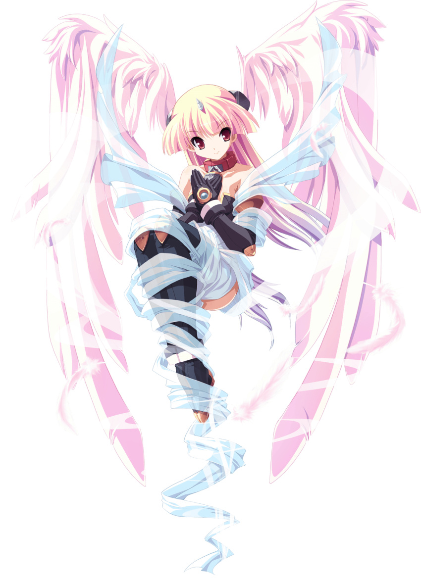 collar, gouen_no_soleil, highres, horns, long_hair, nanashiki_rin, red_eyes, simple_background