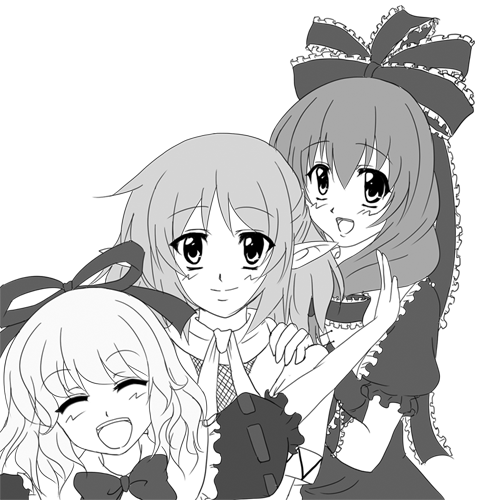 arm_ribbon, blush, bow, closed_eyes, curly_hair, eyes_closed, frills, front_ponytail