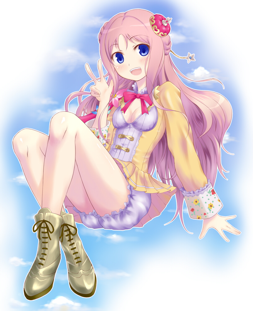atelier, atelier_meruru, bare_legs, bloomers, blue_eyes, boots, crown, flower