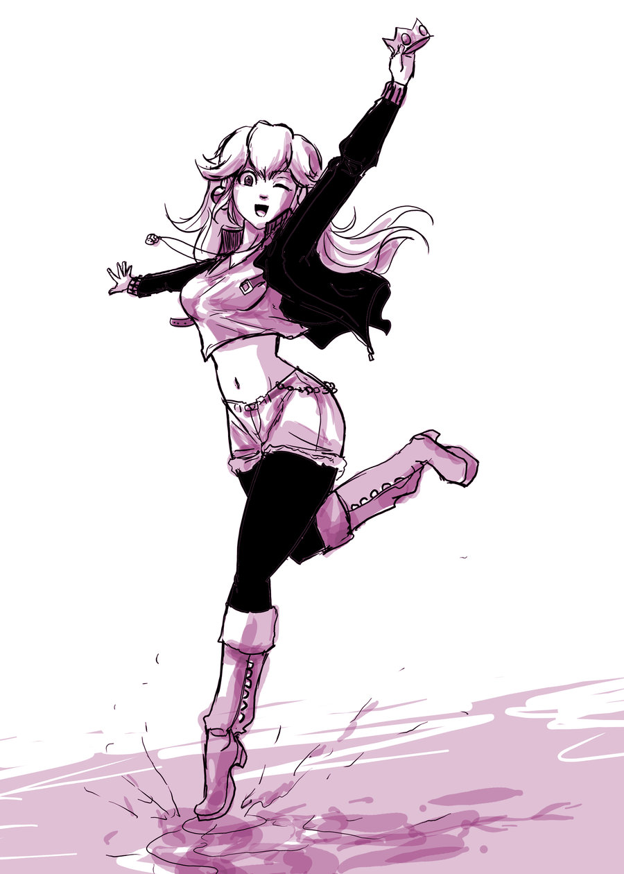 ;d, \o/, arms_up, belt, black_legwear, boots, breasts, casual