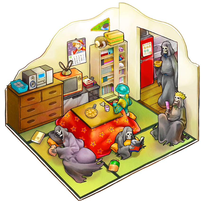black_rider, calendar_(object), character_doll, famicom, famicom_disk_system, floorplan, highres, isometric