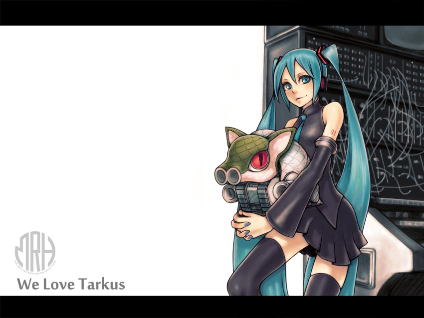aqua_eyes, aqua_hair, armadillo, detached_sleeves, emerson_lake_&amp;_palmer, hagane_vocaloid, hanji_(hansi), hatsune_miku