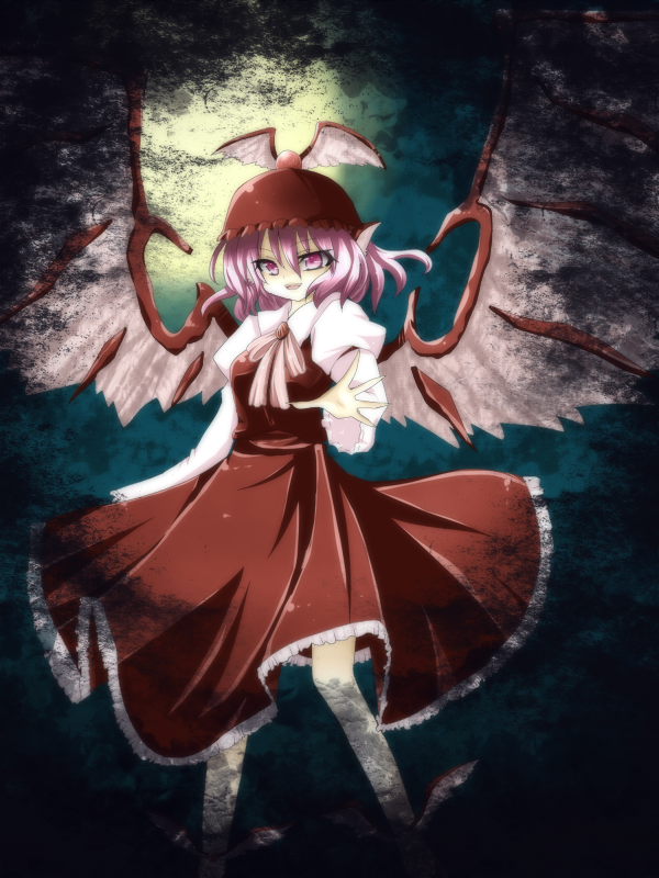 dress, flying, full_moon, hat, kurageu, legs, long_sleeves, moon