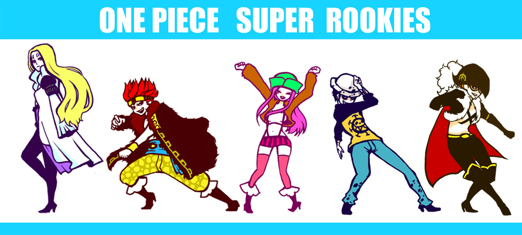 basil_hawkins, black_hair, blonde_hair, dancing, eustass_captain_kid, hat, iscream, jewelry_bonnie