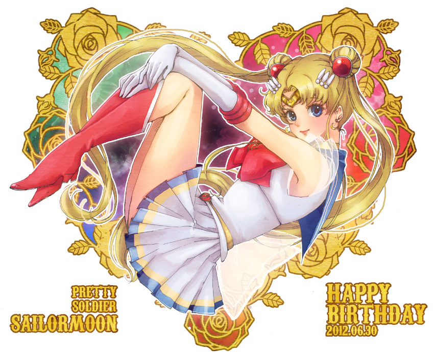 2012, bishoujo_senshi_sailor_moon, blonde_hair, blue_eyes, boots, brooch, choker, crescent