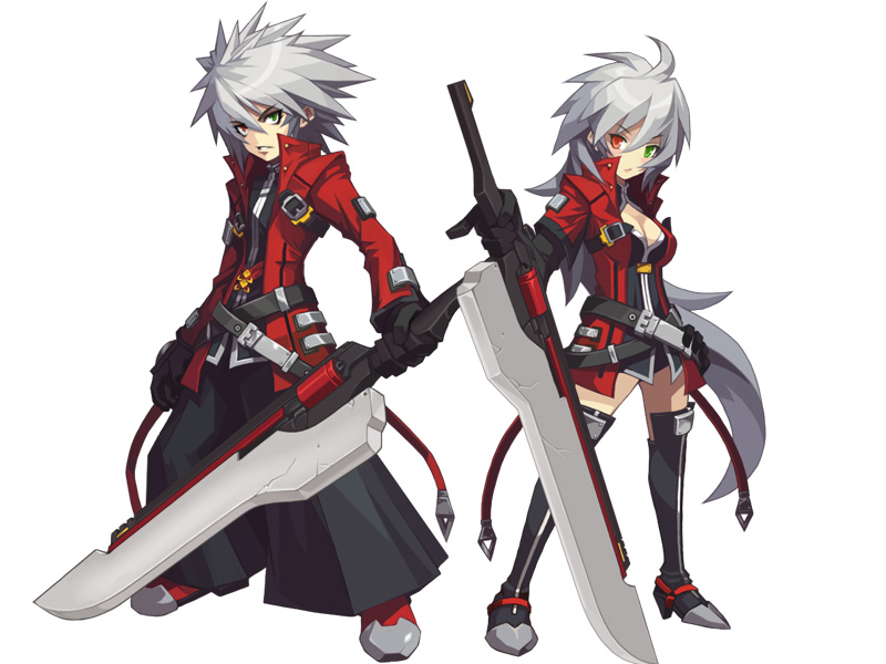 1boy, 1girl, akiraka_ryomi, artist_request, belt, blazblue, boots, breasts