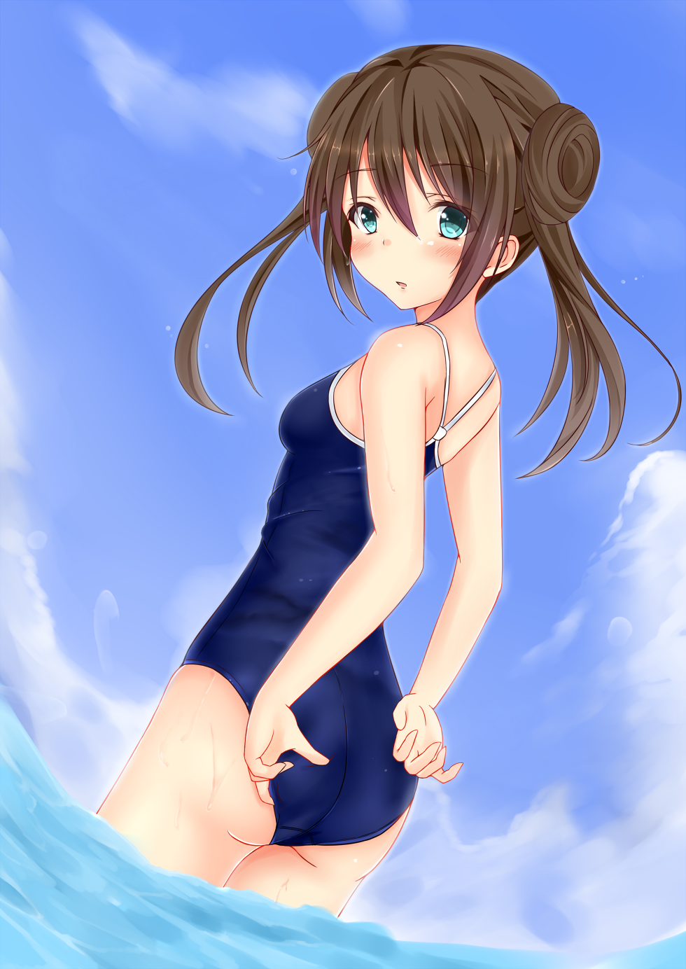 blush, double_bun, female_protagonist_(pokemon_bw2), fuuma_(humawww), highres, long_hair, looking_back, mei_(pokemon)