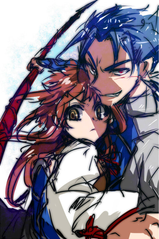 1girl, blue_hair, emiya_shirou, fate/stay_night, fate_(series), gae_bolg, genderswap, lancer