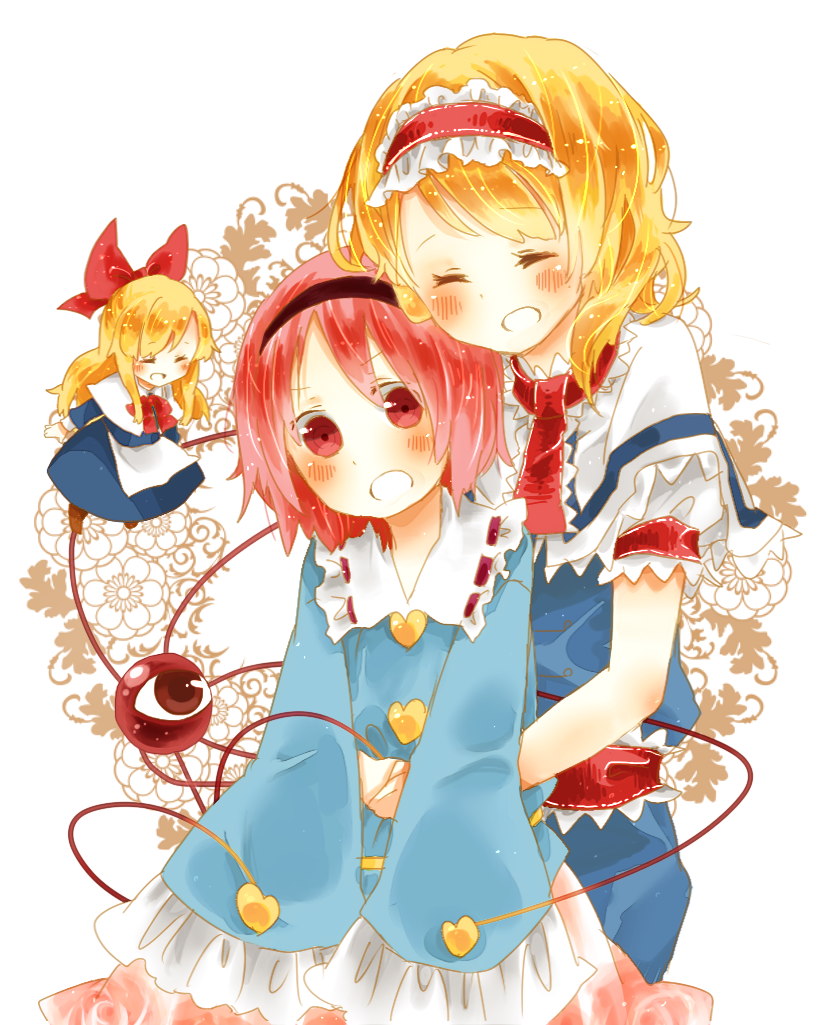 817nono, alice_margatroid, apron, blonde_hair, blush, bow, capelet, closed_eyes