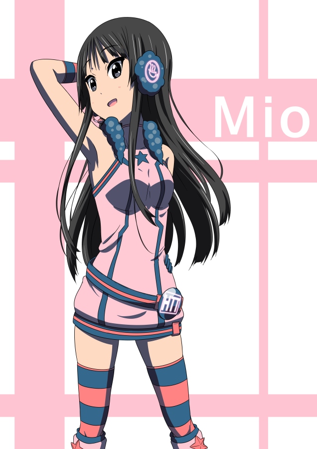 akiyama_mio, black_eyes, black_hair, cosplay, earmuffs, headphones, k-on!, long_hair