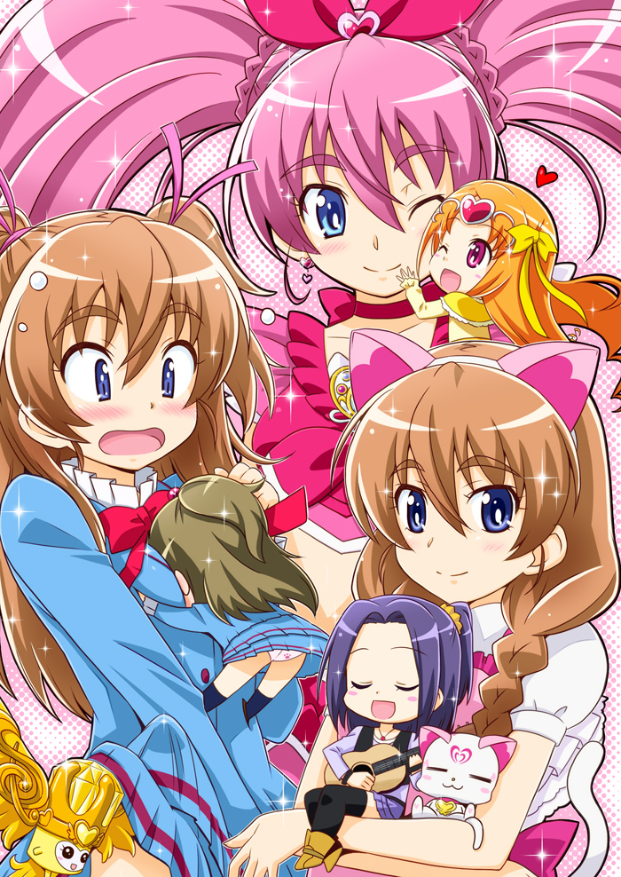 alternate_hairstyle, animal_ears, between_breasts, black_legwear, blue_eyes, blush, boots, bow
