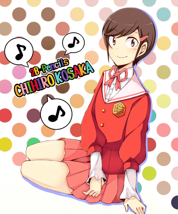 brown_eyes, brown_hair, character_name, hair_ornament, hairclip, kami_nomi_zo_shiru_sekai, kosaka_chihiro, musical_note