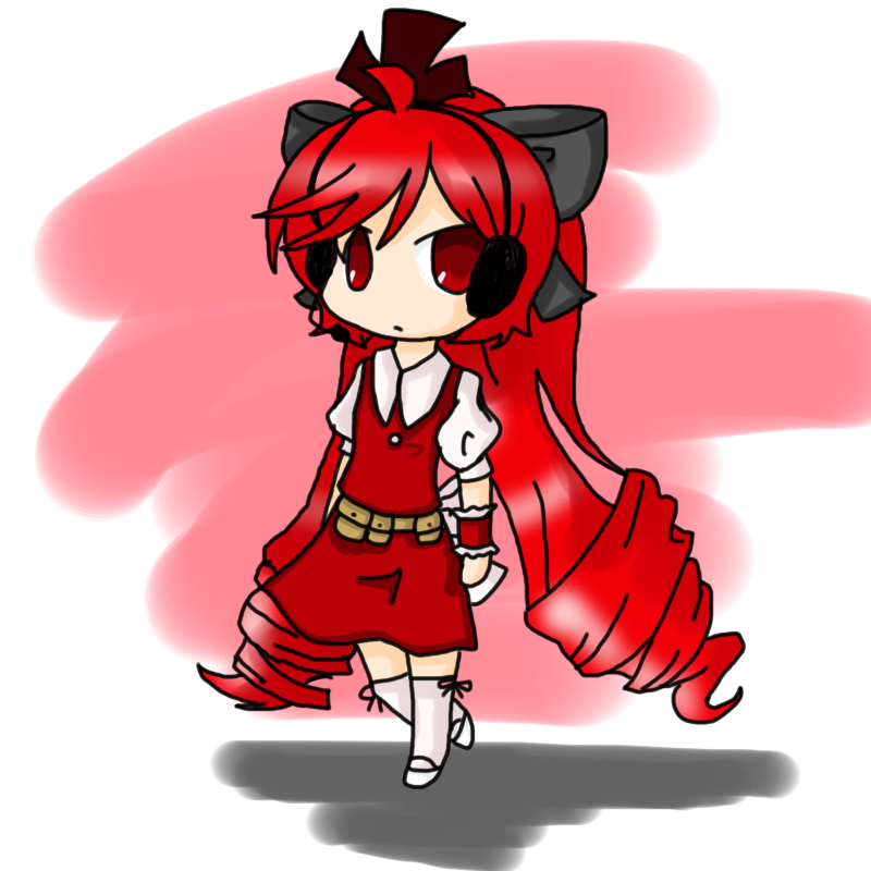 belt, drill_hair, flandre495(artist), headphones, kneehighs, loco_roco, locoroco, long_hair
