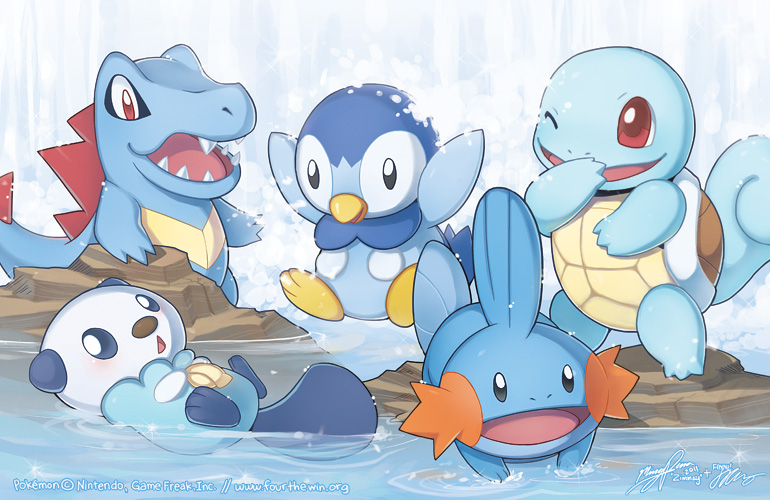 bird, creature, finni_chang, mudkip, no_humans, open_mouth, oshawott, penguin