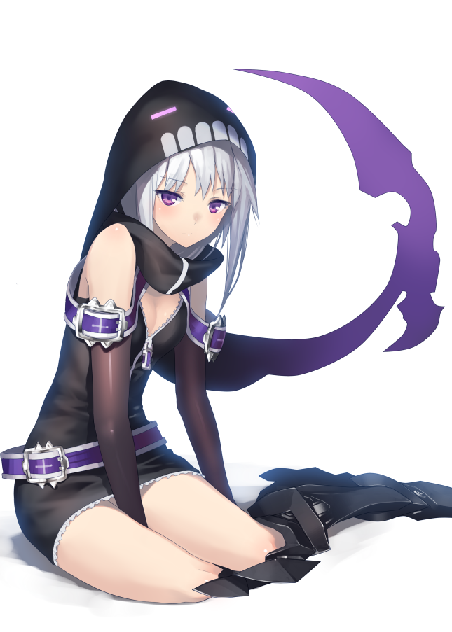 ac_(eshi), elbow_gloves, gloves, hoodie, looking_at_viewer, original, purple_eyes, silver_hair