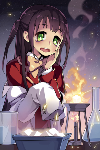 bags_under_eyes, black_hair, blazer, btoor, bunsen_burner, dress_shirt, fire, green_eyes