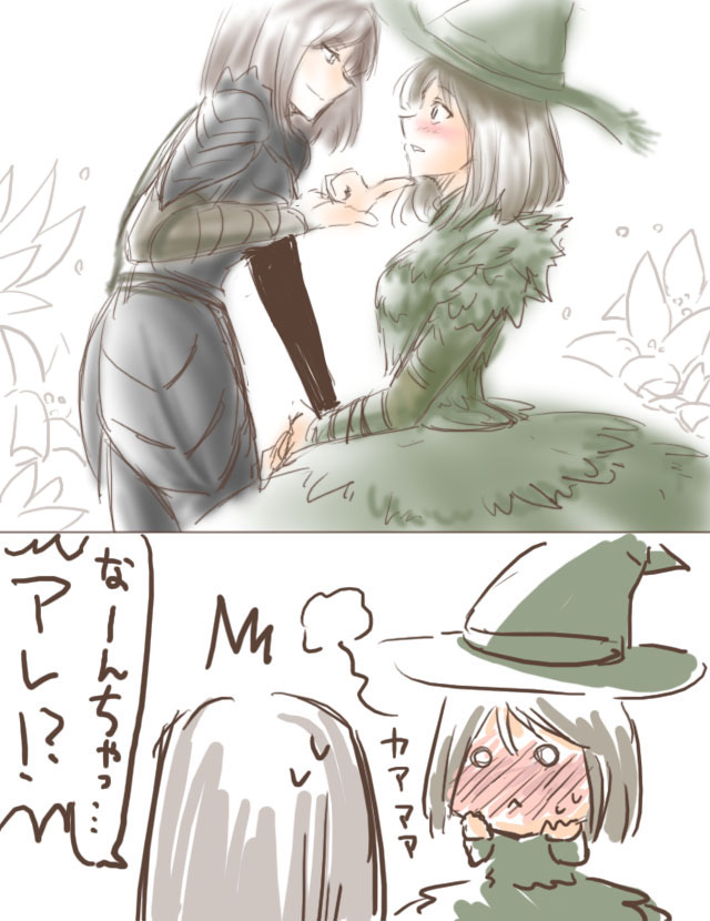 demon's_souls, demon's_souls, dress, flower, hat, kuore, lily_(flower), translated, witch, witch_hat, yuri, yuria_the_witch