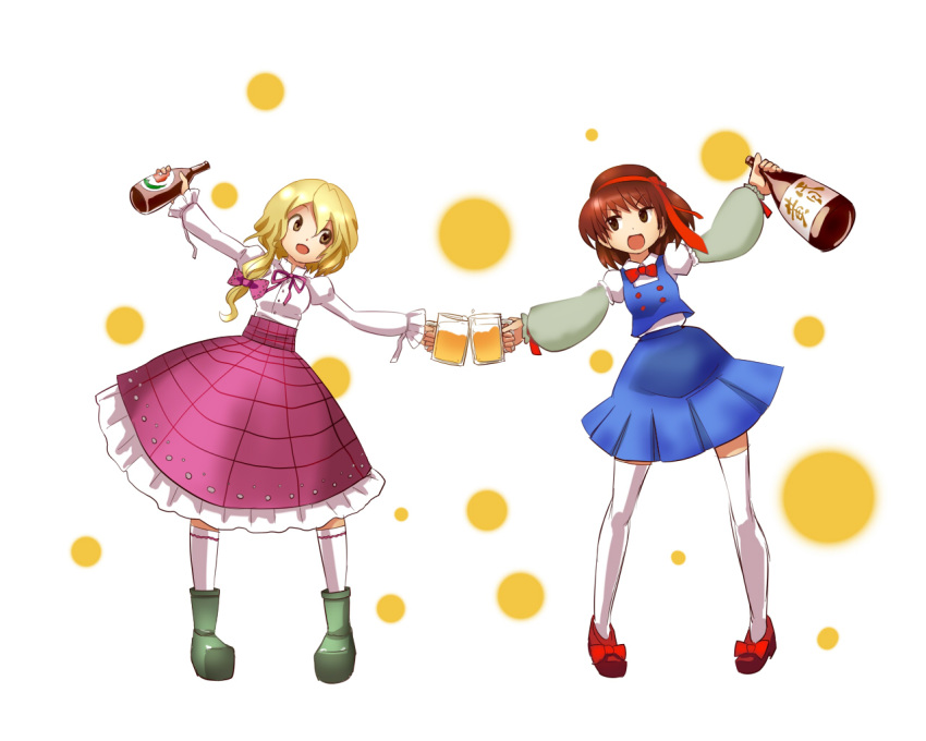 beer, beerko, blonde_hair, boots, bow, bowtie, brown_eyes, brown_hair