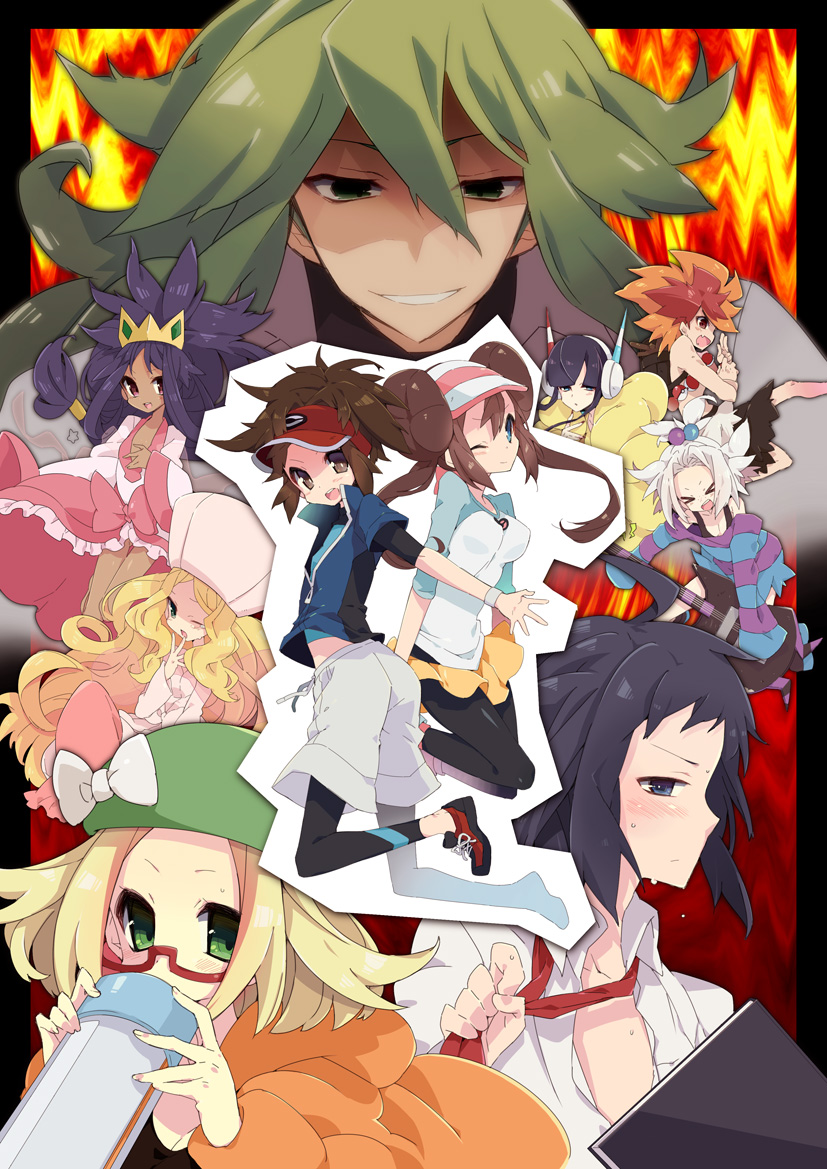 banjirou_(pokemon), bel_(pokemon), black_hair, blonde_hair, blue_eyes, brown_eyes, brown_hair, cattleya_(pokemon)