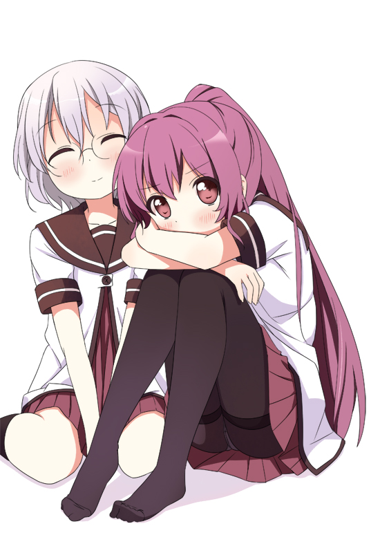 ^_^, asakura_ryou_(artist), black_legwear, closed_eyes, collarbone, crossed_arms, eyes_closed, feet