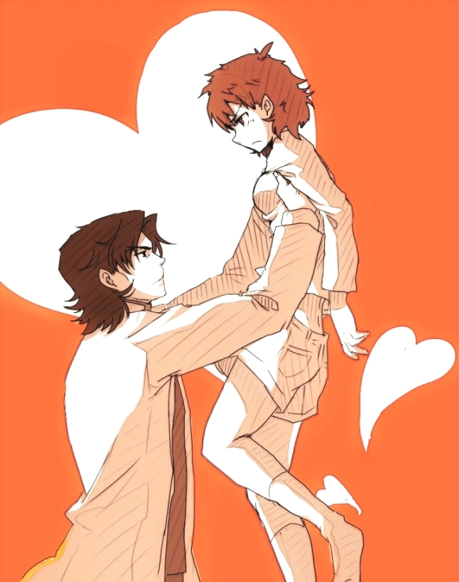1girl, 1nagaosa, emiya_shirou, fate/stay_night, fate_(series), frown, genderswap, holding