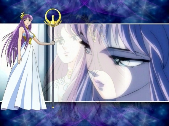 araki_shingo, athena, kidou_saori, long_hair, purple_hair, saint_seiya, saori_kido, tagme