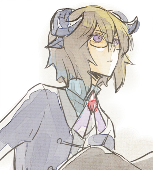 alternate_hair_length, alternate_hairstyle, bowtie, brooch, brown_hair, glasses, hair_between_eyes, hatoful_kareshi