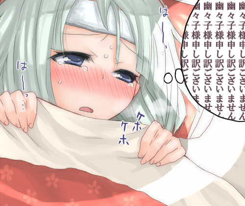 blush, face, konpaku_youmu, lowres, midori_(green_tea), midori_(pixiv), sick, silver_hair