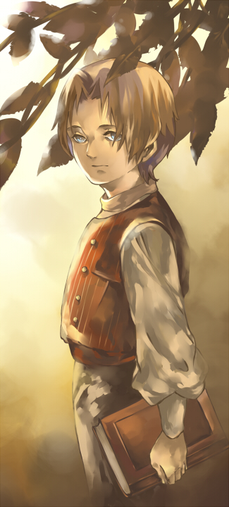 blue_eyes, book, brown_hair, dmuyaa, fate/zero, fate_(series), male, solo