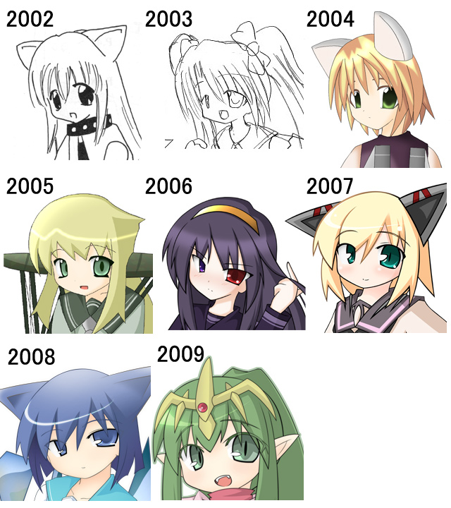 6+girls, airplane, animal_ears, biplane, black_hair, blonde_hair, blue_eyes, blue_hair, cat_ears, chiki, f-14, fiat_cr_42, fire_emblem, g-774, green_eyes, green_hair, hairband, heterochromia, long_hair, looking_back, military, multiple_girls, open_mouth, payot, personification, pointy_ears, ponytail, progress, red_eyes, short_hair, simple_background, su-27, teeth, tiara, traditional_media