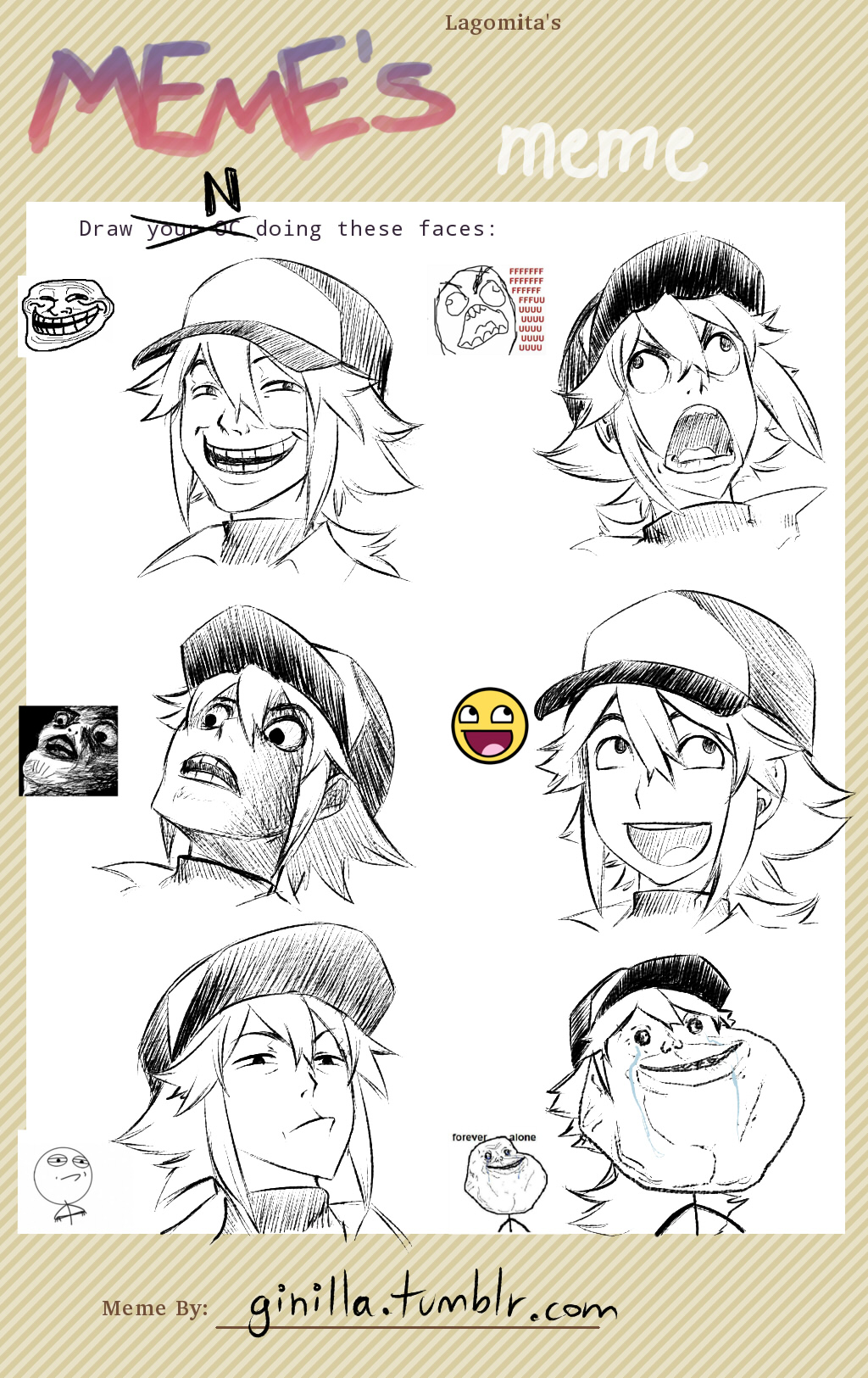 1boy, awesome_face, baseball_cap, english, hat, long_hair, meme, n_(pokemon)